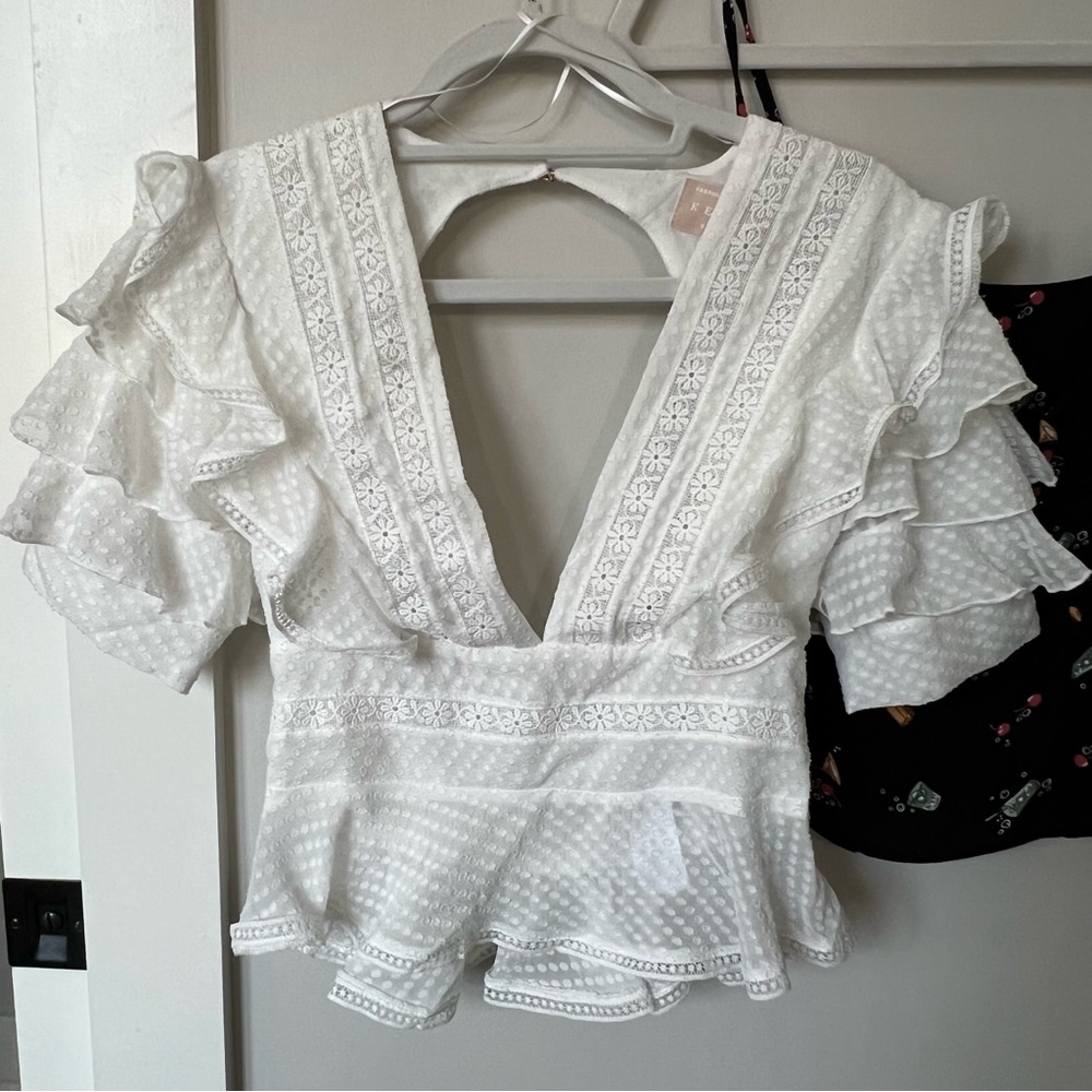 KEEPSAKE the Label White Ruffled Top